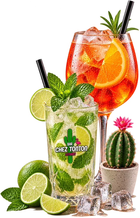 Un mojito et un spritz préparés à la minute.