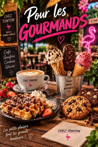 Gaufres, cookies et glaces.